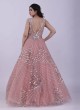 Stunning Pink Wedding Gown With Mirror Work